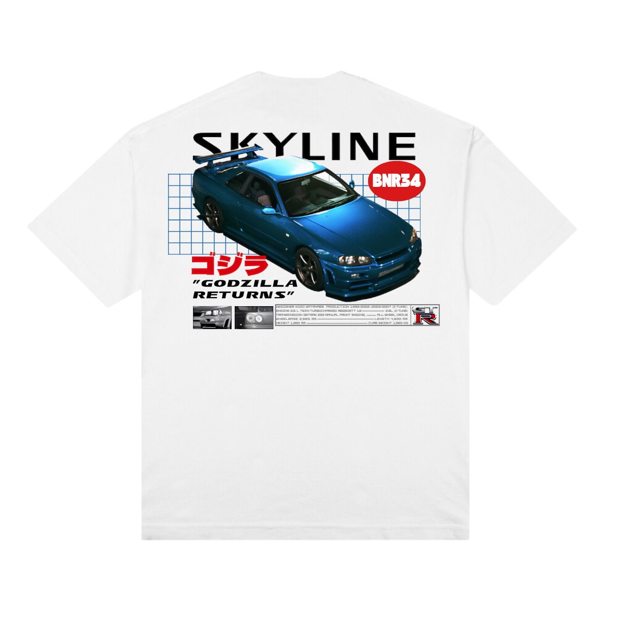 Camiseta ''GT-R R34 BNR'' - Branca